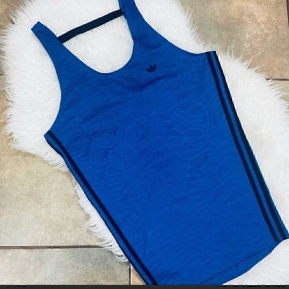 Adidas athletic blue and black textured dress/top / tank / tunic size S.…